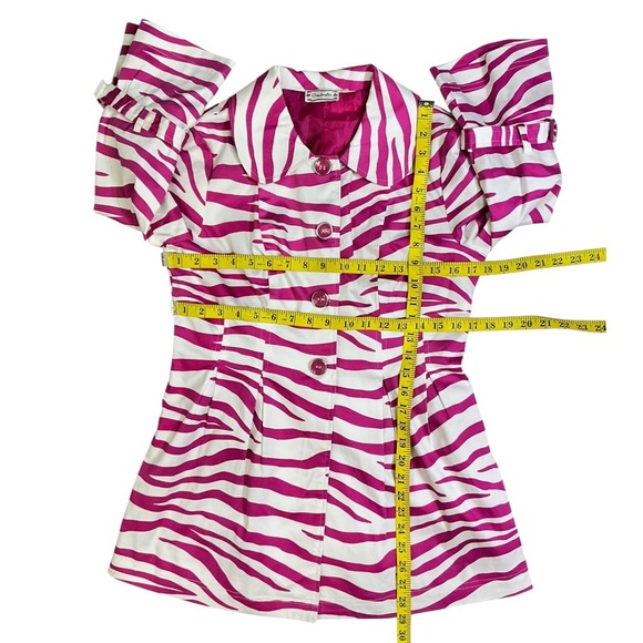 Soulmates Jacket Zebra Animal Print Coat Lined Button Up Barbie Pink White M JR - Picture 5 of 16